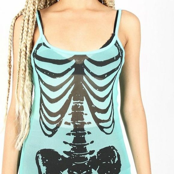 NWT $75 Iron Fist | Bone Deep | Sheer | Mermaid Mesh Maxi Dress in Aqua - Picture 6 of 15